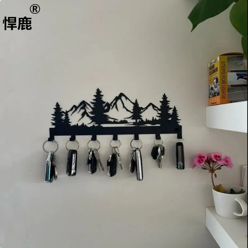 MaxAwe Portachiavi Da Parete In Legno Nero E Ferro: 7 Ganci, Organizer Per Corridoio E Ingresso