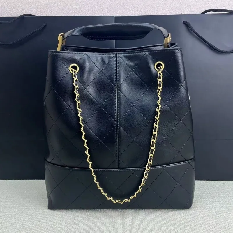 Basta per spalle in pelle in pelle scamosciata Designer Borsa per la spesa a quadri con cintura a doppia catena donna di lusso borse di lusso vintage