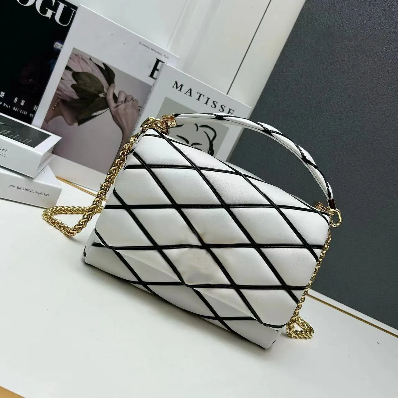 Women's Designer Check Handbag, Twist MM Luxury Tote Bag with Chain ...