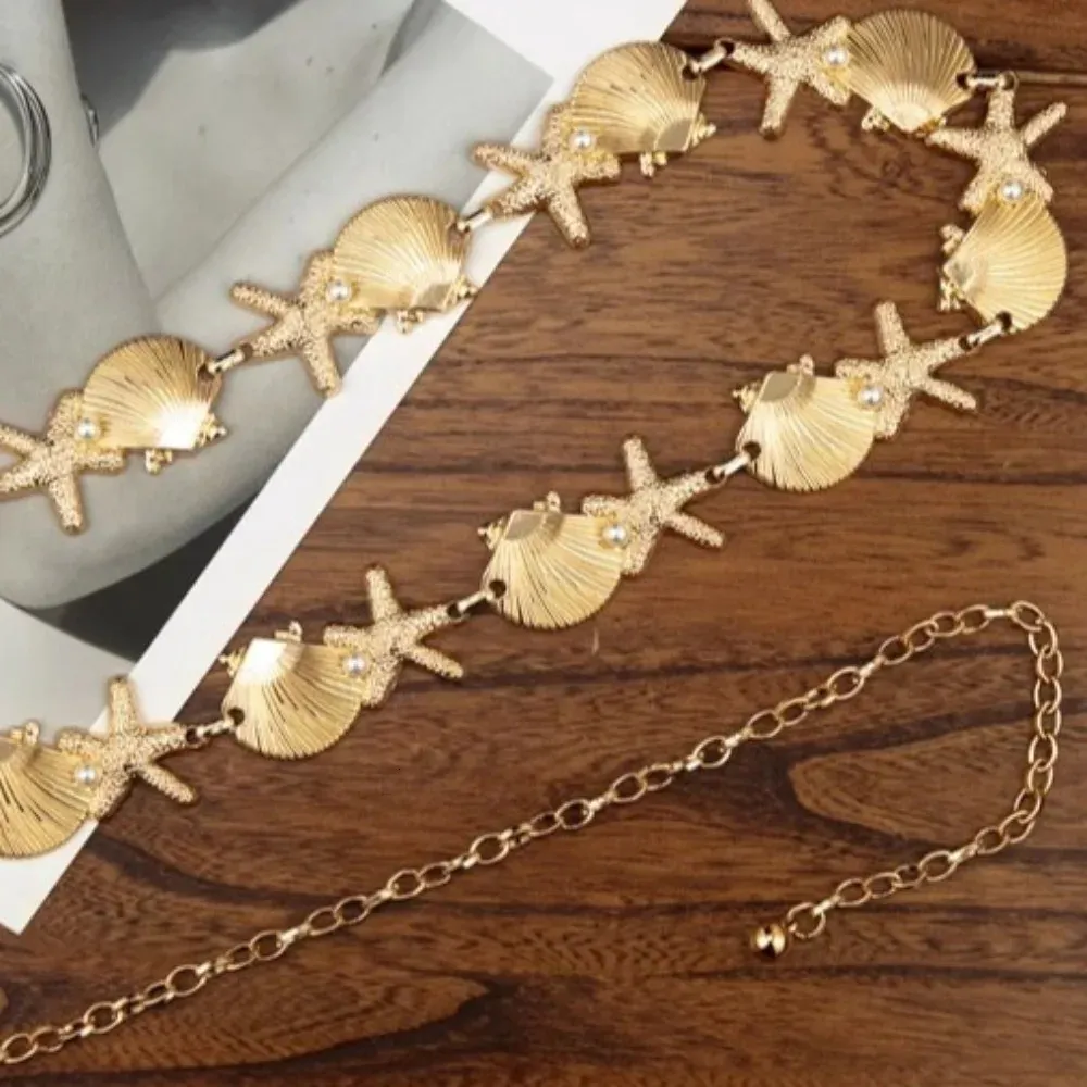 Sea Series Shell Starfish Waist Chain, Alloy Pearl Ornaments, Bohemian ...