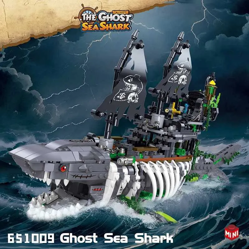 Ahorra a lo Grande en Compras al por Mayor de Tiburón Lego 1155pcs Bloques  De Construcción De Barco Pirata De Tiburón Creativo Sea Shark Ghost Barco 