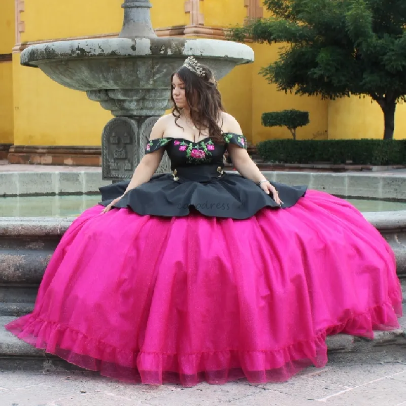 emilia re zero pink dress Ibtom Castle Women's Summer Floral Print Mexican Dress Off Shoulder Beach Holiday Party Long Maxi Gowns S Hot Pink, Size: Small