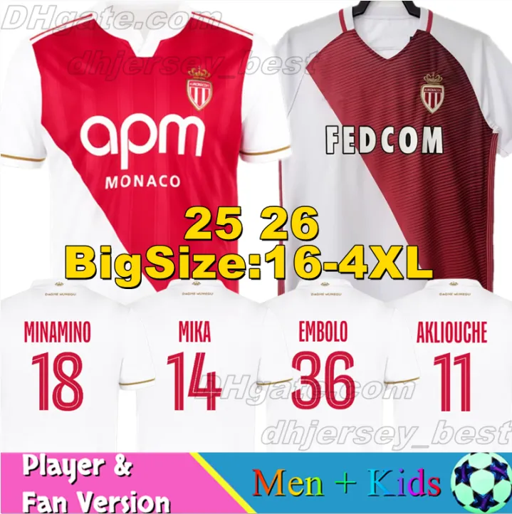 25 26 Monaco Soccer Jerseys Retro 16 17 Football Shirts MIKA