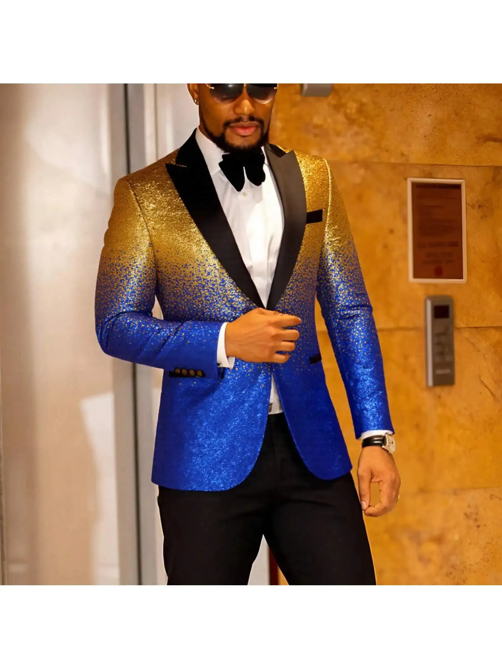 DUHGBNE Mens Sequins Blazer Long Sleeve One Button Glitter Tuxedo Suit Coat Slim Fit Stylish Dinner Nightclub Prom Top Dress For Performance, purple