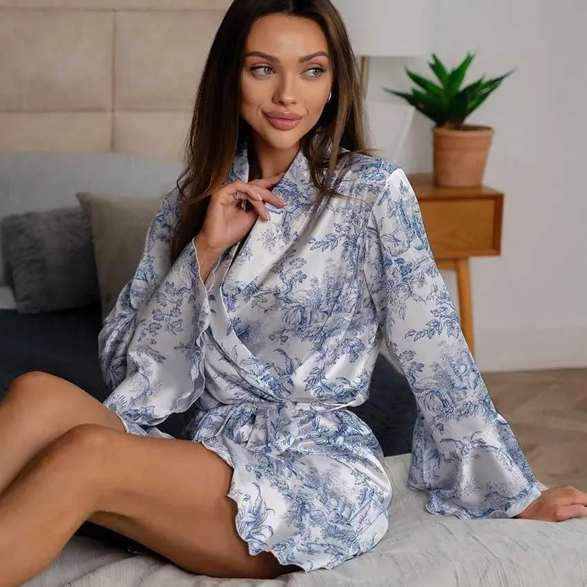 Économisez gros sur les achats en gros de Mandardier De Nuit En Soie Avec  Robe Silk Satin Women Nightgown Robe Set Cardigan À Manches Longues,  Détails