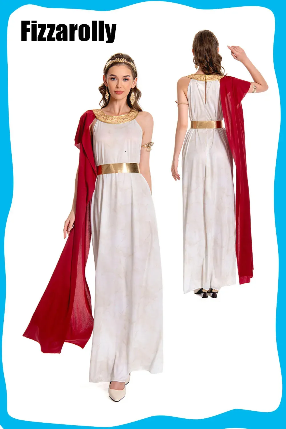 Halween Women Greco Goddess Costume White Dress White Abito
