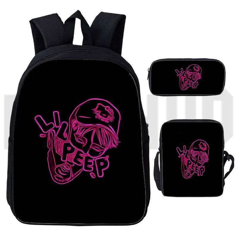 Book Bags Rapper Rapper Lil Peep Print Backpack 3D Large Capacity Kids School Waterproof ...