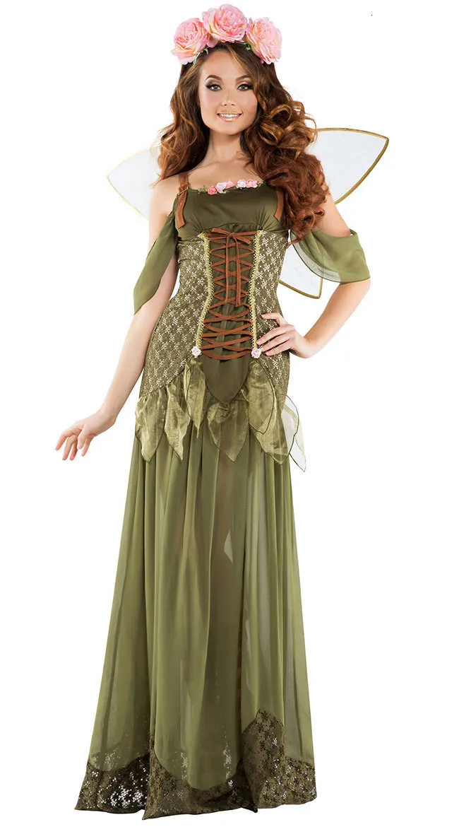 Forest Green Elf Flower Fairy Princess Angel Costume for Women XL Cotton Blending from Dhgate Theme Costume - price 73.76 Forest Green Elf Flower Fairy Princess Angel Costume for Women XL Cotton Blending from Dhgate Theme Costume - price 73.76