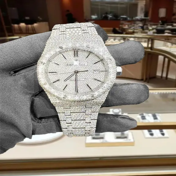 Moissanite Watches Full Ice Crystal VVS Moissanite Automatic  display picture 3