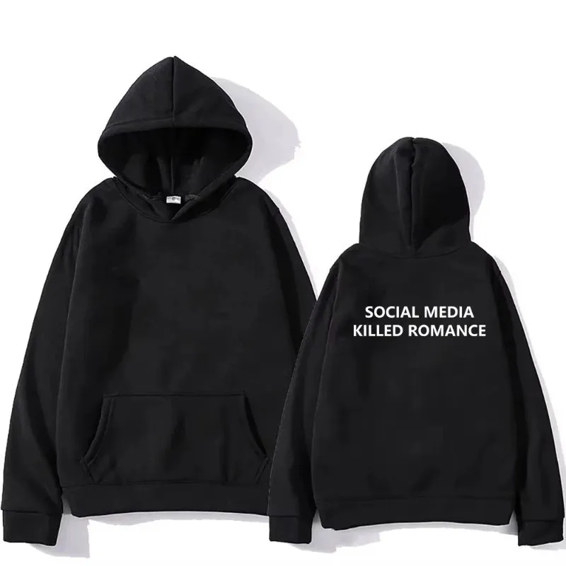 Felpa Unisex "Social Media Killed Romance" - Grigio, Taglia M, Regalo Divertente E Originale