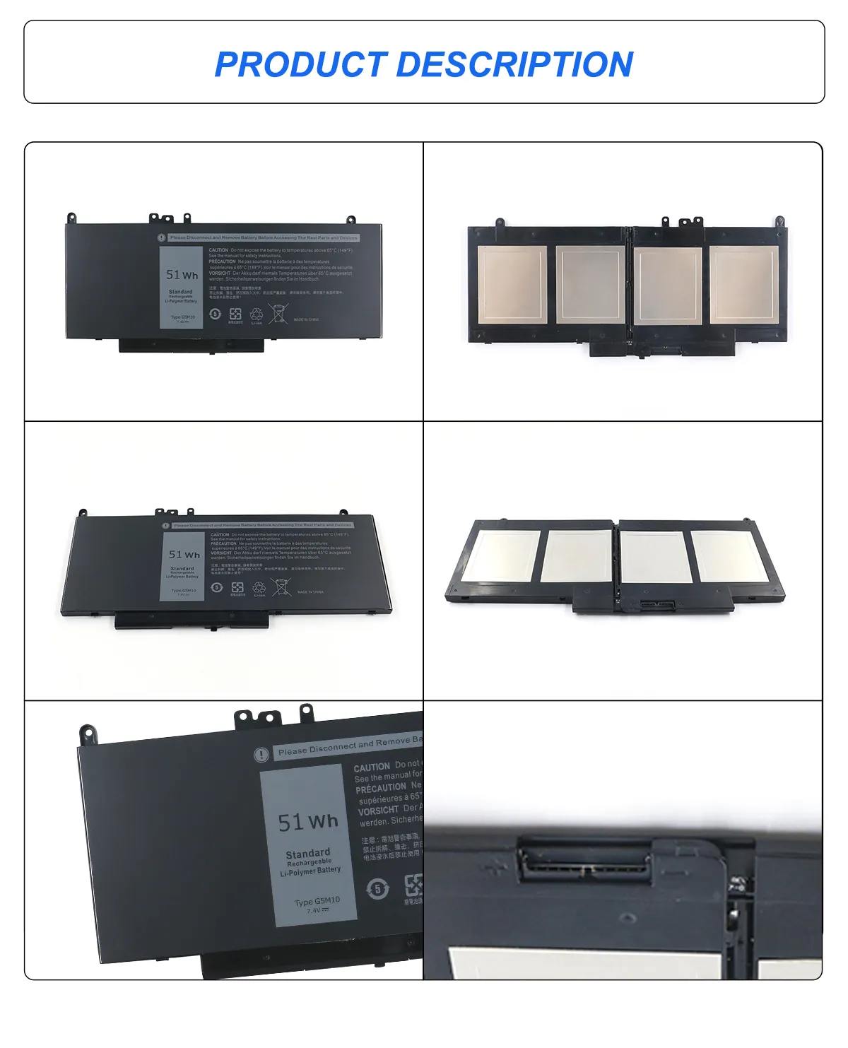 7.4V 51WH 6800mAh G5M10 Laptop Battery for DELL Latitude E5450 E5550 15.6 WYJC2 8V5GX 1KY05 R9XM9 Fit Notebook Computer  7