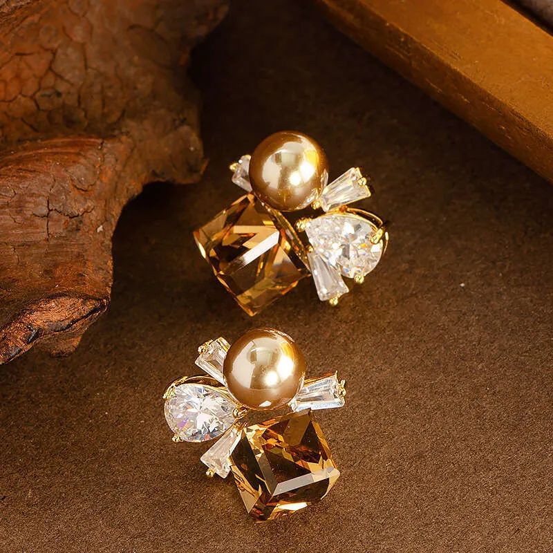 Dew-Collana in argento Sterling, perle e orecchini con perno, Zirconia