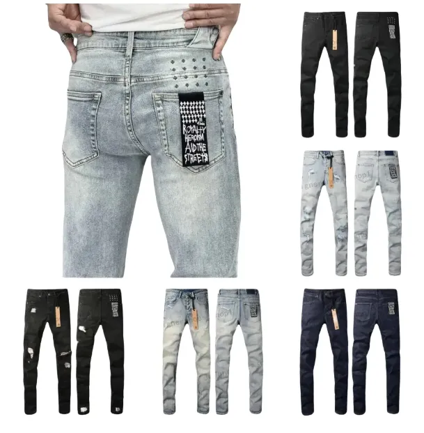 Mens Ripped Jeans, Trendy Denim Pants With Distressed Accents And