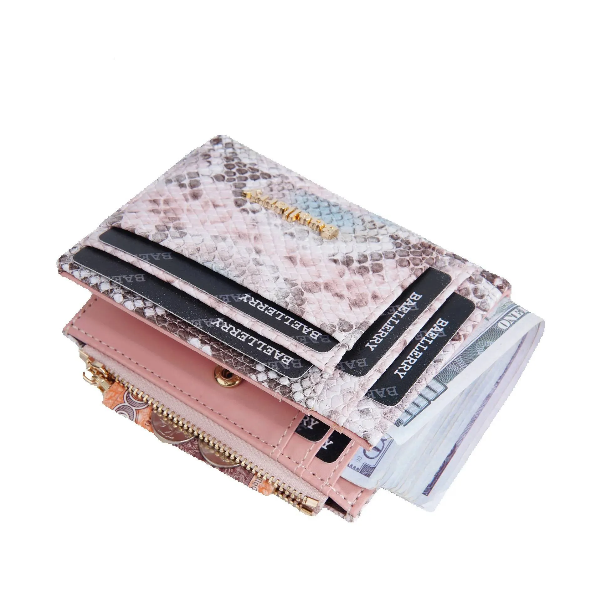 ✓ DHgate 뱀 패턴, 짧은 멀티 카드 홀더 및 지퍼로드 코인 지갑이있는 세련된 여성 지갑 | 신상품 지갑