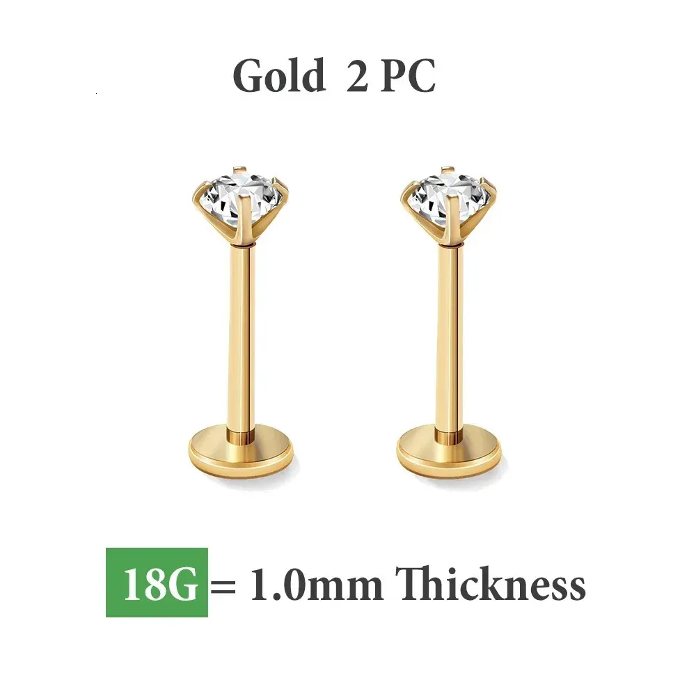 Piercing Per Labbro A Perno Con Perlina Trinity In Oro Bianco 14K, Senza Filettatura, Per Cartilagine, Naso, Trago, Conca, Elica, Parte Posteriore Piatta, Regalo Per Lei - Italia - Foto 12