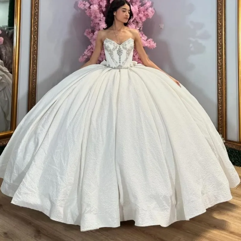 Princesa Blanca Quinceanera Vestidos Fuera Del Hombro Vestido De