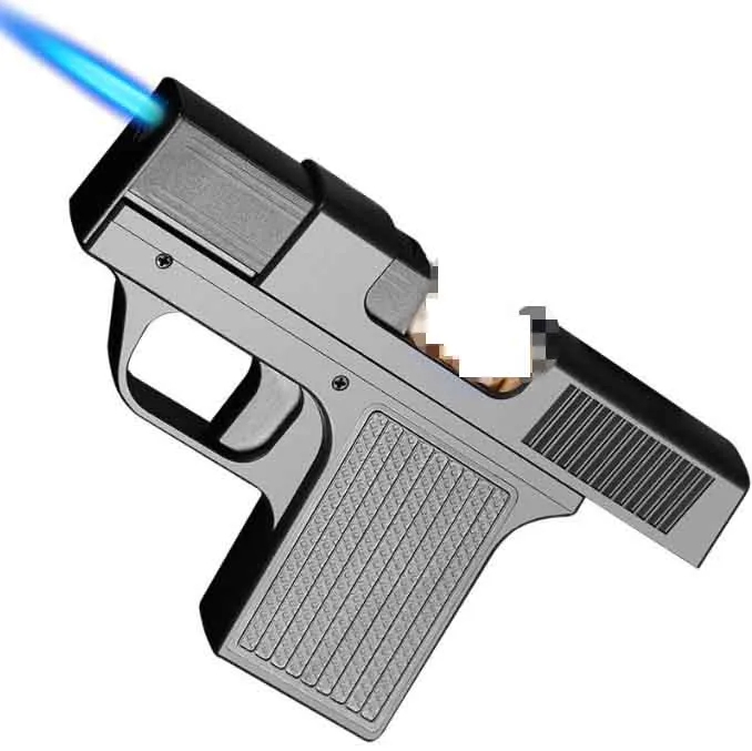 gun shaped lighter and cigarette case STORAGE Jet Flame Pistol Cigar Gift Butane Pipe BBQ Gifts Cool Pistol Style Handgun Firearm