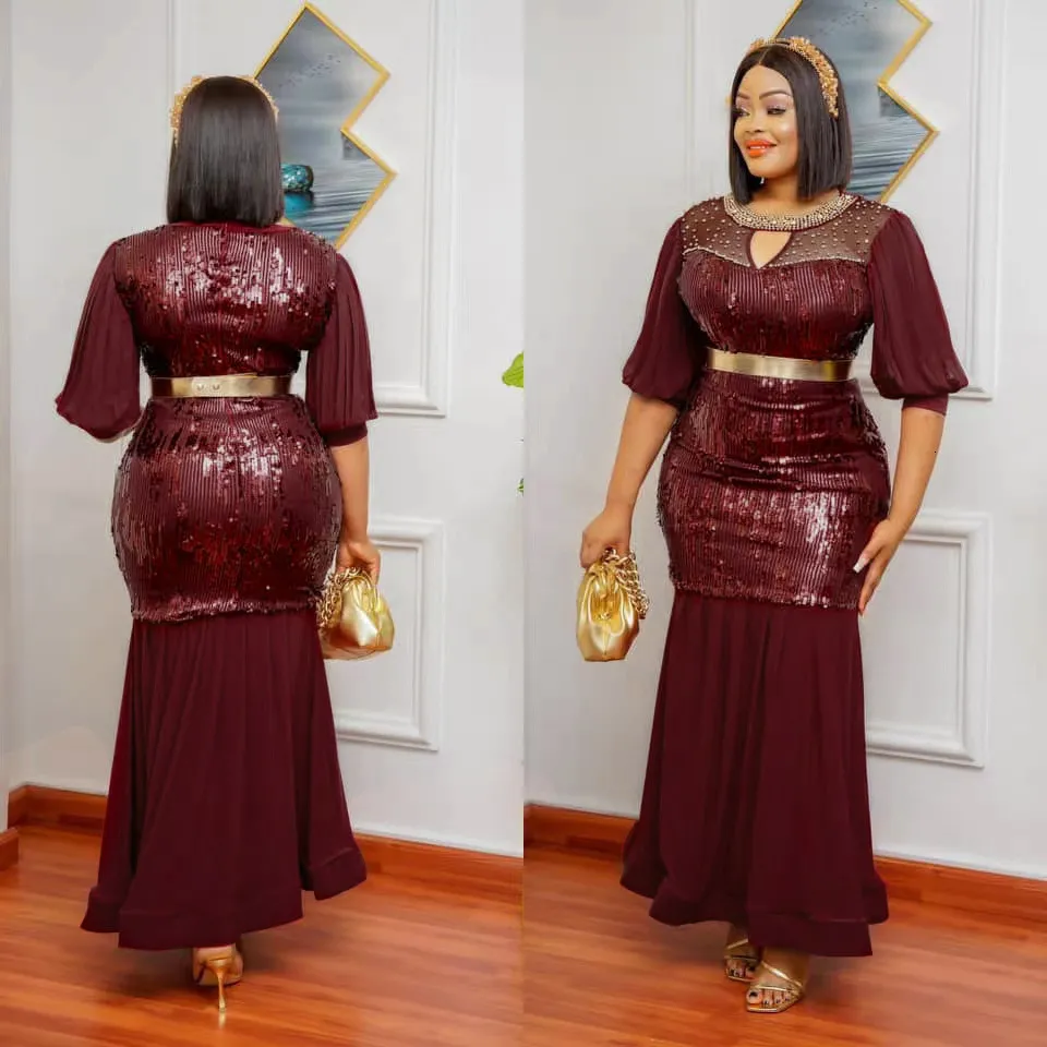 Elegant Ankara Lace Maxi Dress for Women Plus Size Dashiki