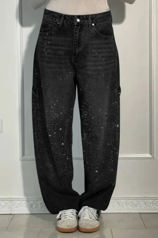 Rhinestone Jeans Womens Starry Sky Embellished Denim Pants