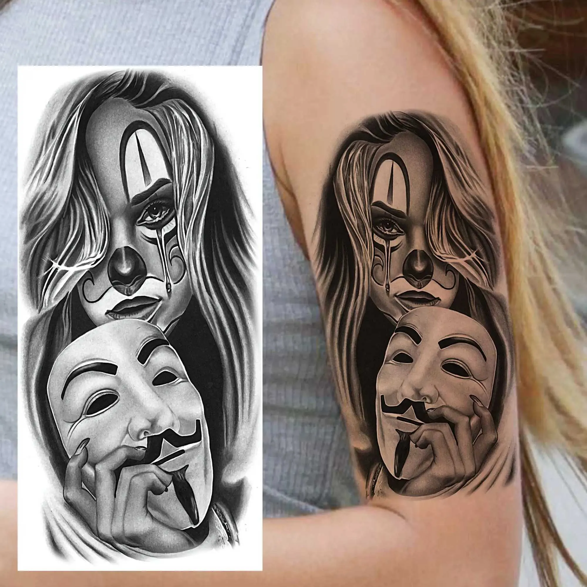 Tatuaggi Temporanei Viso Joker Uomini E Donne Tatuaggi Finti Realistici  Impermeabili Foglio Adesivo Di Lunga Durata Di J250929 Da 2,95 € | DHgate, image size:1999x1999