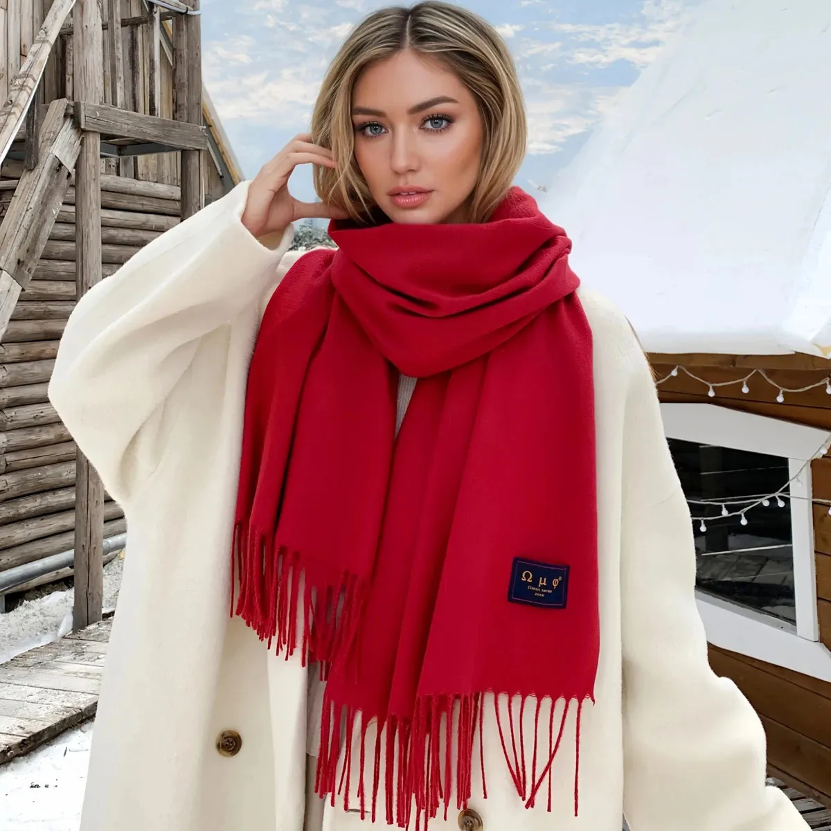 Winter Solid Color Cashmere Scarf for Women, Fashion Thick Warm Shawl ...