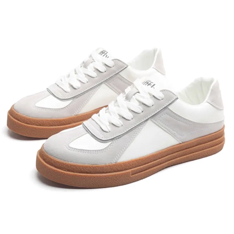 Chaussures de sport blanches rétro polyvalentes et décontractées, style tendance, rehaussantes, en caoutchouc, de marque._voghion.com