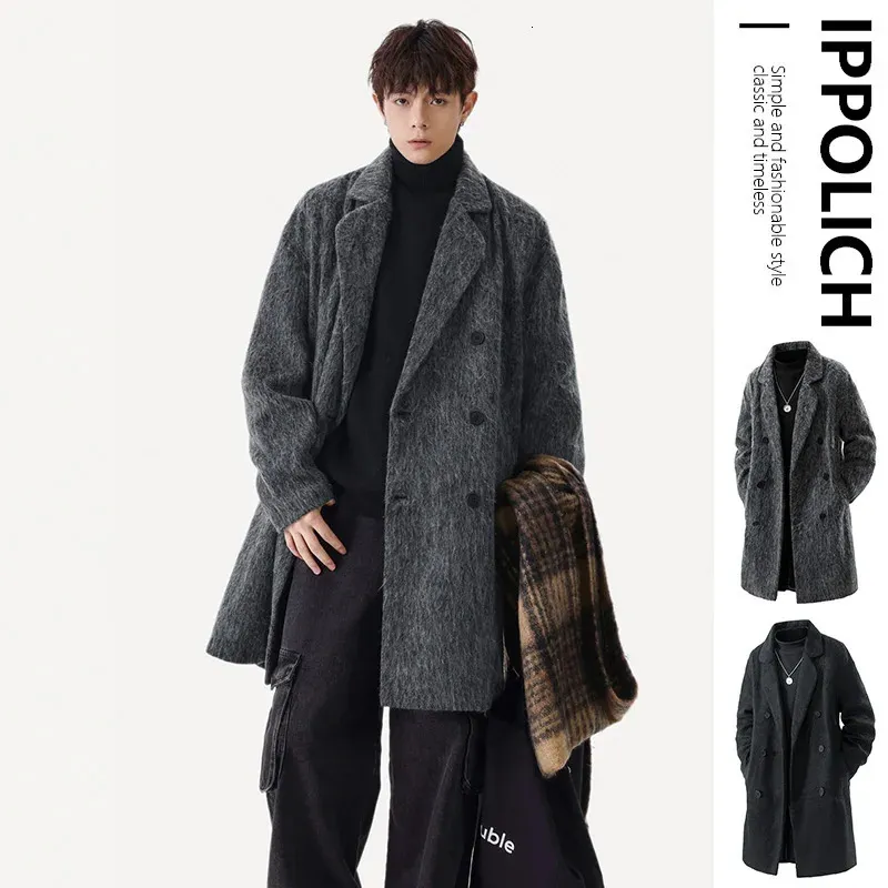Cashmere Blend Cappotto Uomo Cashmere Grigio Coppa Di Pile