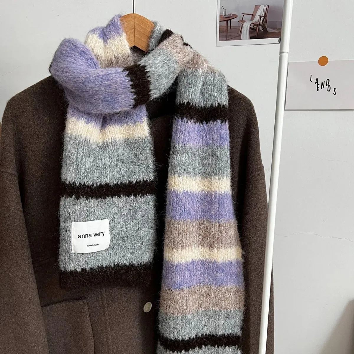 Winter Striped Knitted Scarf for Women and Men, Autumn Winter Warm Wrap ...