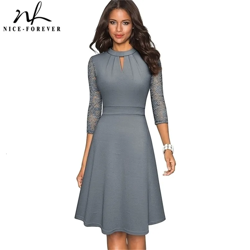 cute ankle length dresses under $45 Retro Flare Chiffon Dress with Lace Patchwork for Women Ages 35-45, Ankle- Length, Natural Color from Dhgate Basic & Casual Wedding dresses