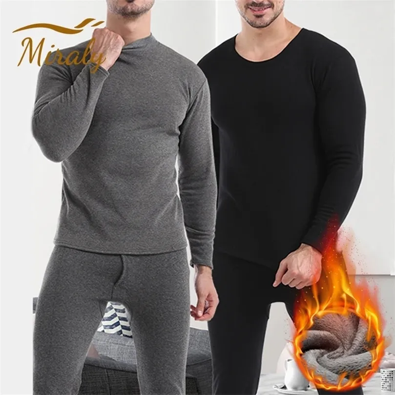 Men's Winter Thermal Thermal Underwear Set Men's Thin Wool Lining ...