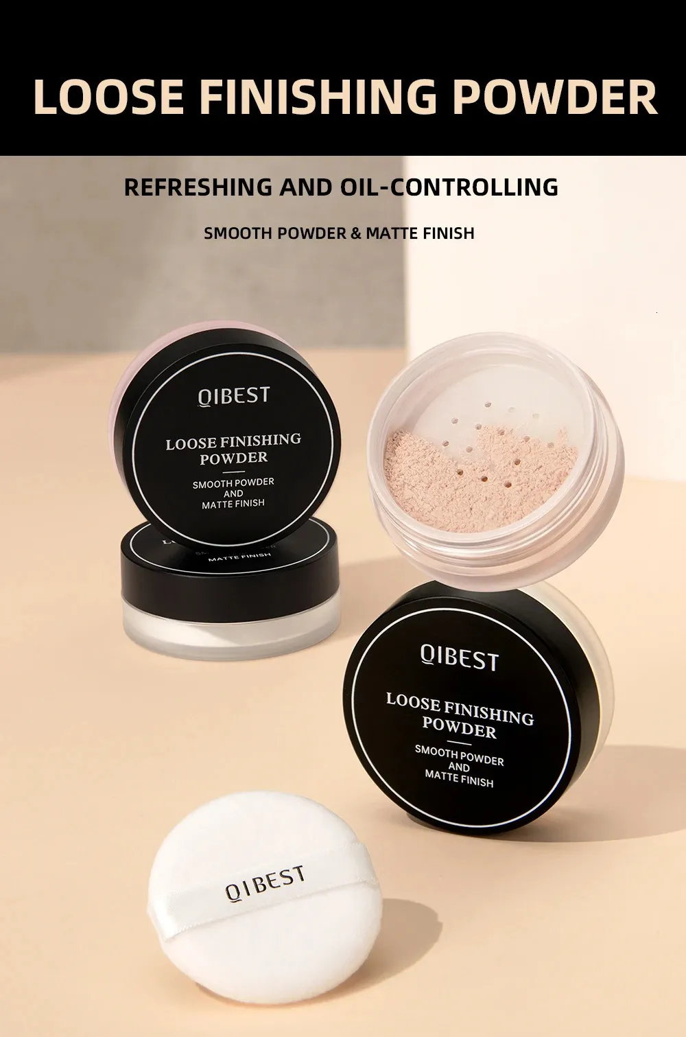 Full Coverage Setting Powder QI Professional Matte Loose Powder Face Setting Powder Waterproof Oil ...