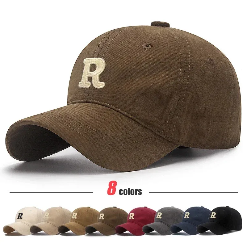 Cap With Letter R Unisex Korean Style Big Head Circumference Three-Dimensional R Letter ...