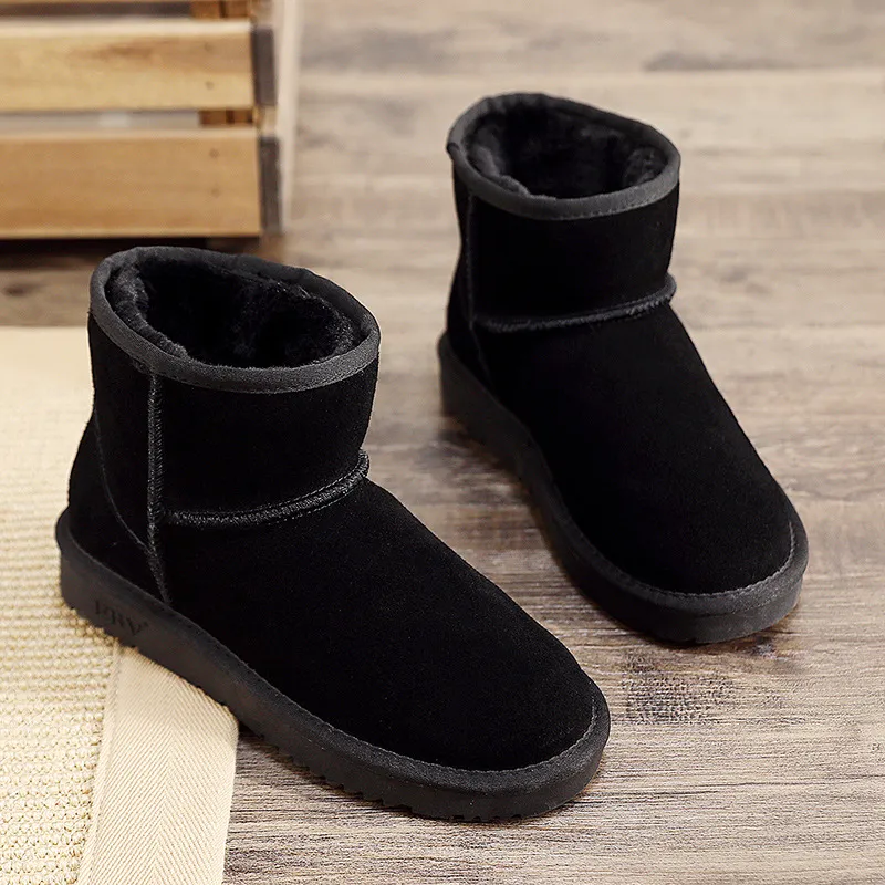 EBV Designer Free Shipping High Quality Cowhide Bow Snow Boots Genuine Leather Keep Warm Outdoor Classic Cotton Shoes_voghion.com
