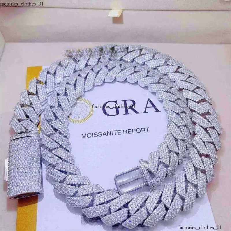 moissanite Jewelry Cuban Link Chain Iced Out Pass Dia Tester Vvs Moissanite Jewelry Necklace Bracelet Women 14mm Chains_voghion.com