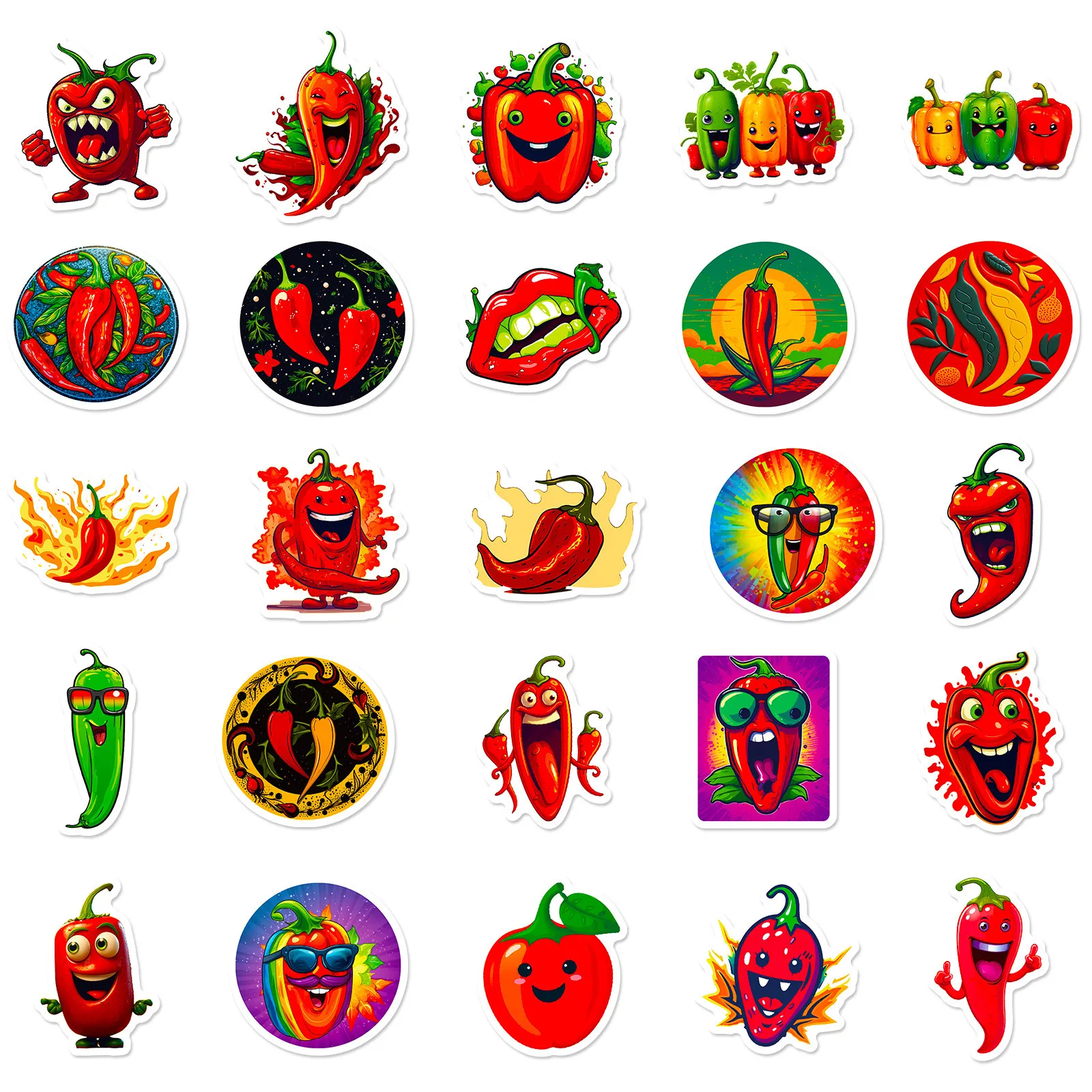 50 Funny Expression Chili Stickers: Independent Personality DIY ...
