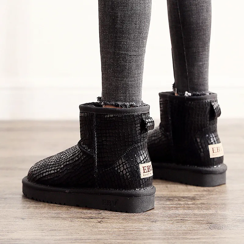 EBV Designer Kostenloser Versand Hochwertige Schneestiefel aus Rindsleder mit Schleife Echtes Leder Hält warm Wasserdicht Outdoor-Schuhe aus Baumwolle_voghion.com