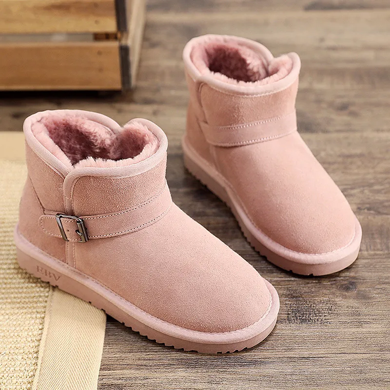 EBV Designer Hot Free Shipping High Quality Cowhide Bow Snow Boots Genuine Leather Keep Warm Outdoor Non Slip Thick_voghion.com