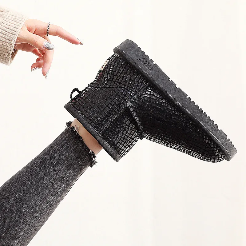 EBV Designer Kostenloser Versand Hochwertige Schneestiefel aus Rindsleder mit Schleife Echtes Leder Hält warm Wasserdicht Outdoor-Schuhe aus Baumwolle_voghion.com