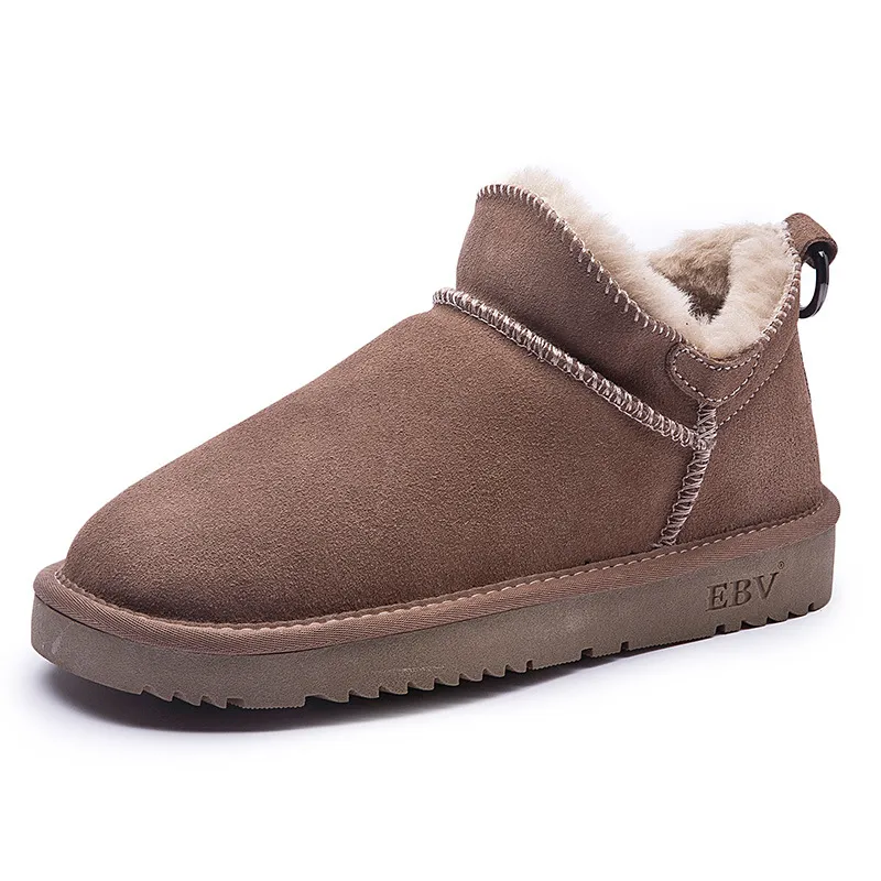 Botas de neve de couro bovino genuíno de alta qualidade com laço, modelo EBV Designer, frete grátis. Mantêm os pés aquecidos e são estilosas para atividades ao ar livre._voghion.com