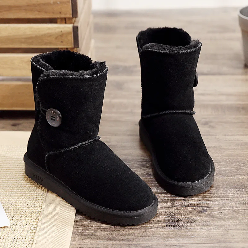 EBV Designer Hot Gratis Verzending Hoge Kwaliteit Koeienhuid Strik Sneeuwlaarzen Echt Leer Houdt Warm Buiten Knoop Katoenen Schoenen_voghion.com
