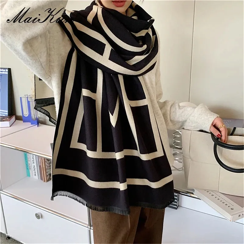 Maikuns Winter Faux Cashmere Scarf for Women, Thick All-Match Neck ...