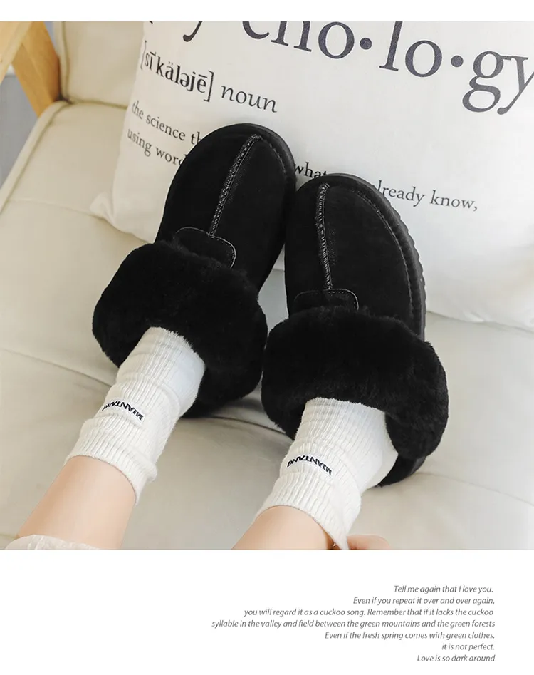 EBV Designerschuhe, versandkostenfrei, hochwertiges Fell auf Leder, dicke Sohle, flache Sohle, neue Schneestiefel, warm und rutschfest_voghion.com