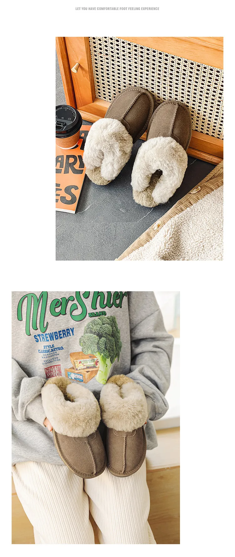 EBV Designerschuhe, versandkostenfrei, hochwertiges Fell auf Leder, dicke Sohle, flache Sohle, neue Schneestiefel, warm und rutschfest_voghion.com