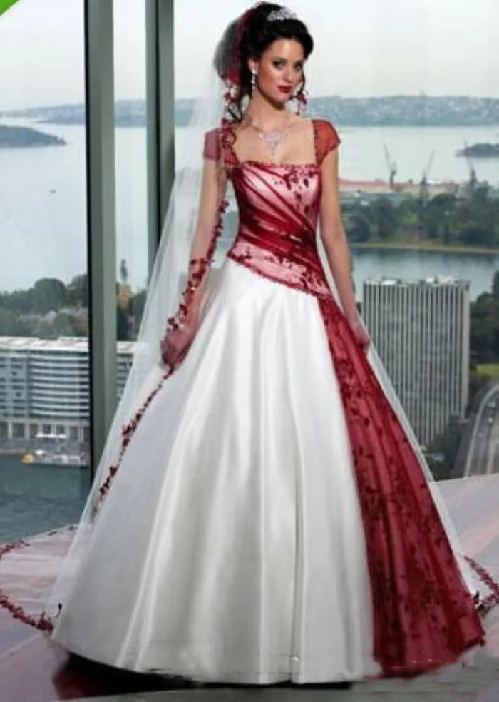 corset red and white wedding dresses Vintage White And Wine Red Plus Size Wedding Dress ... From  Elegantweddings, $131.91