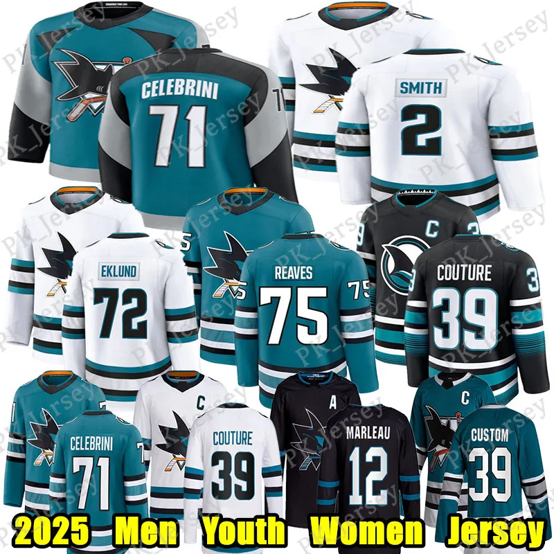 Sharks Jerseys: Macklin Celebrini #71, Ryan Reaves #75 NHL Hockey