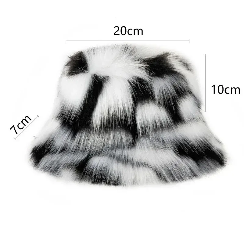 55-65cm Big Fluffy Faux Fur Bucket Hat for Women Men Winter  display picture 3