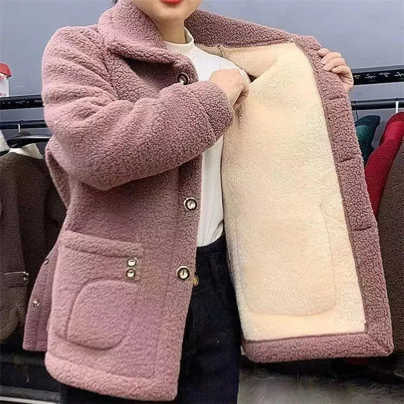 Winter Lamb Fur Single Breasted Womens Shearling From Mu02