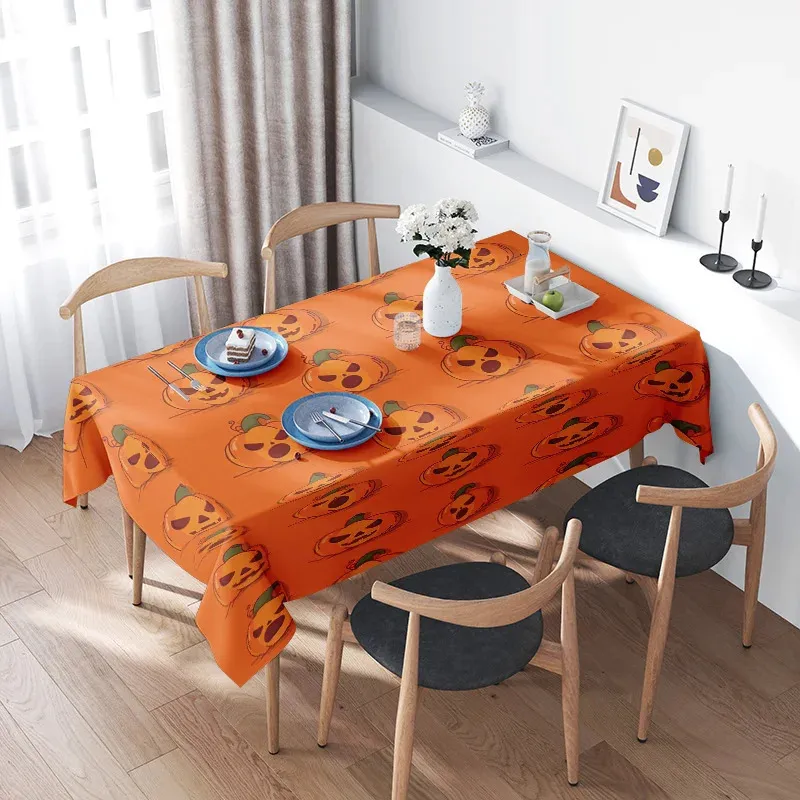 Nappe D'Halloween - Motif Citrouille - 108x180 Cm - En PE Imperméable Et Lavable - Pour Décoration De Table Intérieure Ou Extérieure - Fêtes à Thème - 9