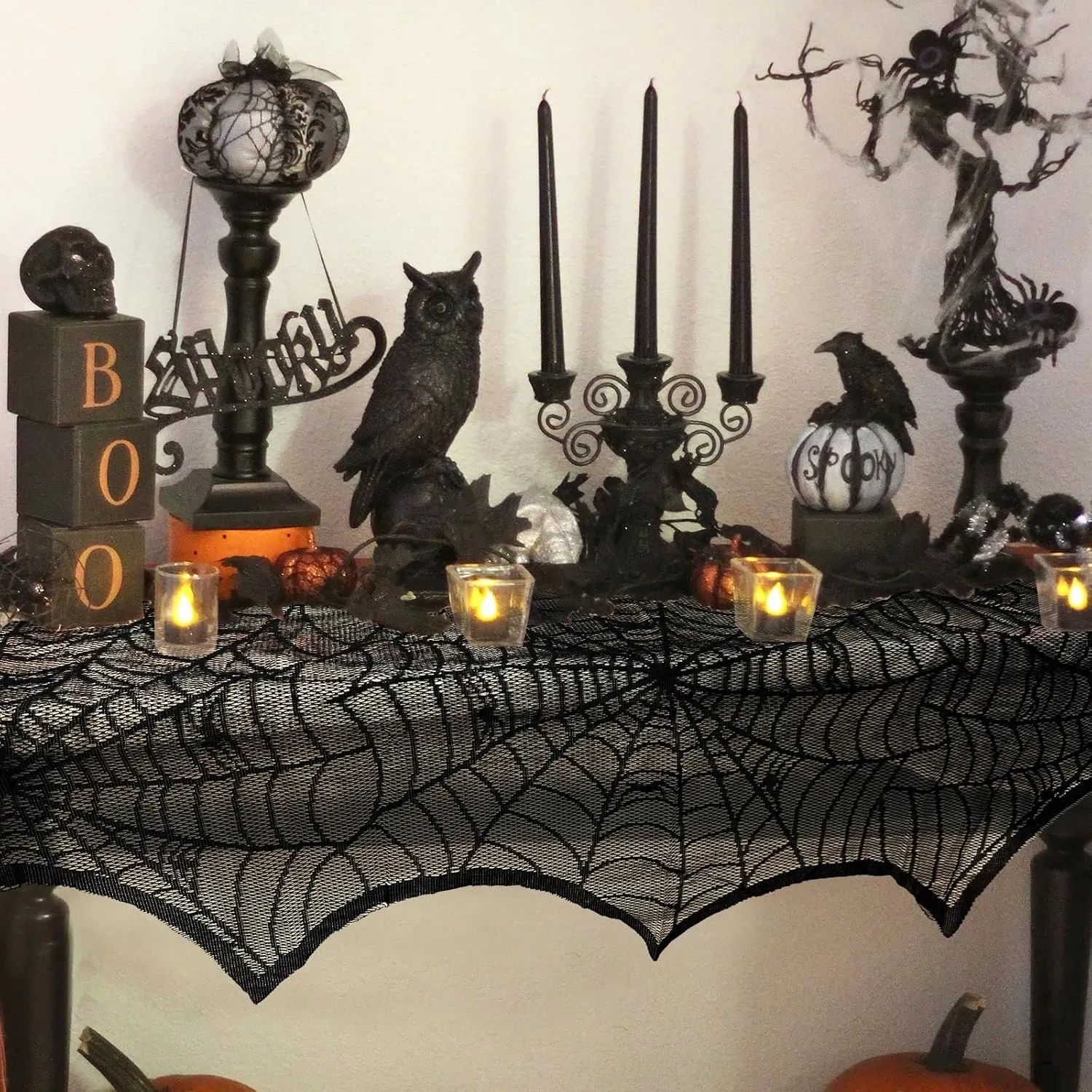 Lot De 6 Sets De Table En Toile D'araignée Pour Halloween, 38 Cm Isolants Thermiques Creux Pour Decoration De Table De Fete 89610293