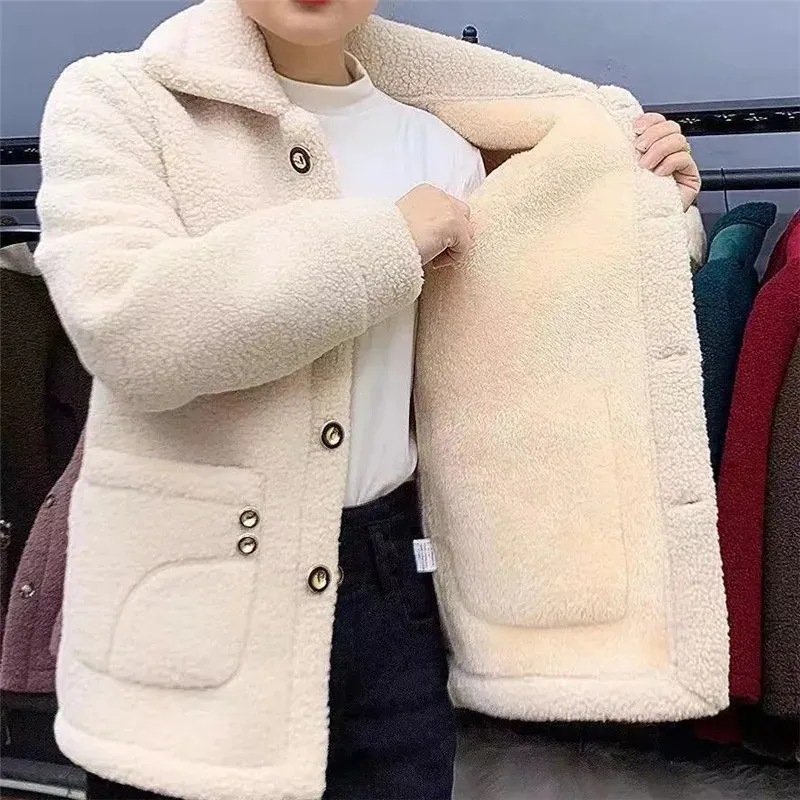 Winter Lamb Fur Single Breasted Womens Shearling From Mu02